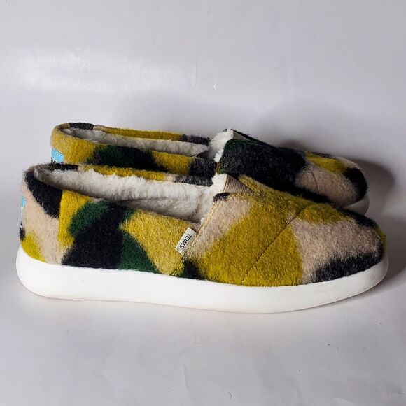 TOMS Felted Alpargata Mallow Sneakers Faux Fur Womens Size 10 Flat Shoes - Picture 2 of 11